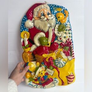 Vintage Danson Decor Santa Wall Plaque Plastic Relief 20x12 Cracked